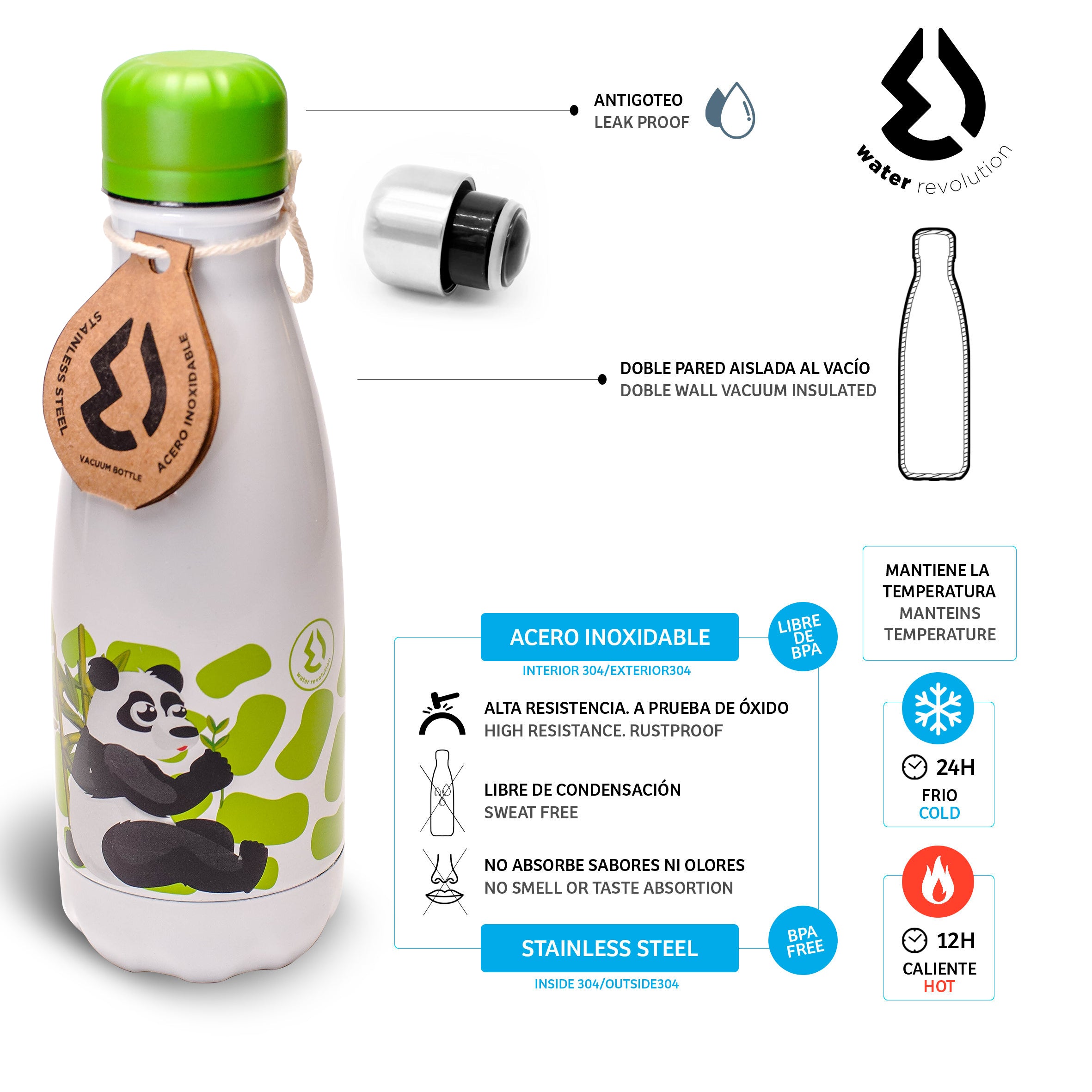 BOTELLA TERMICA INOX 350ML OSO PANDA